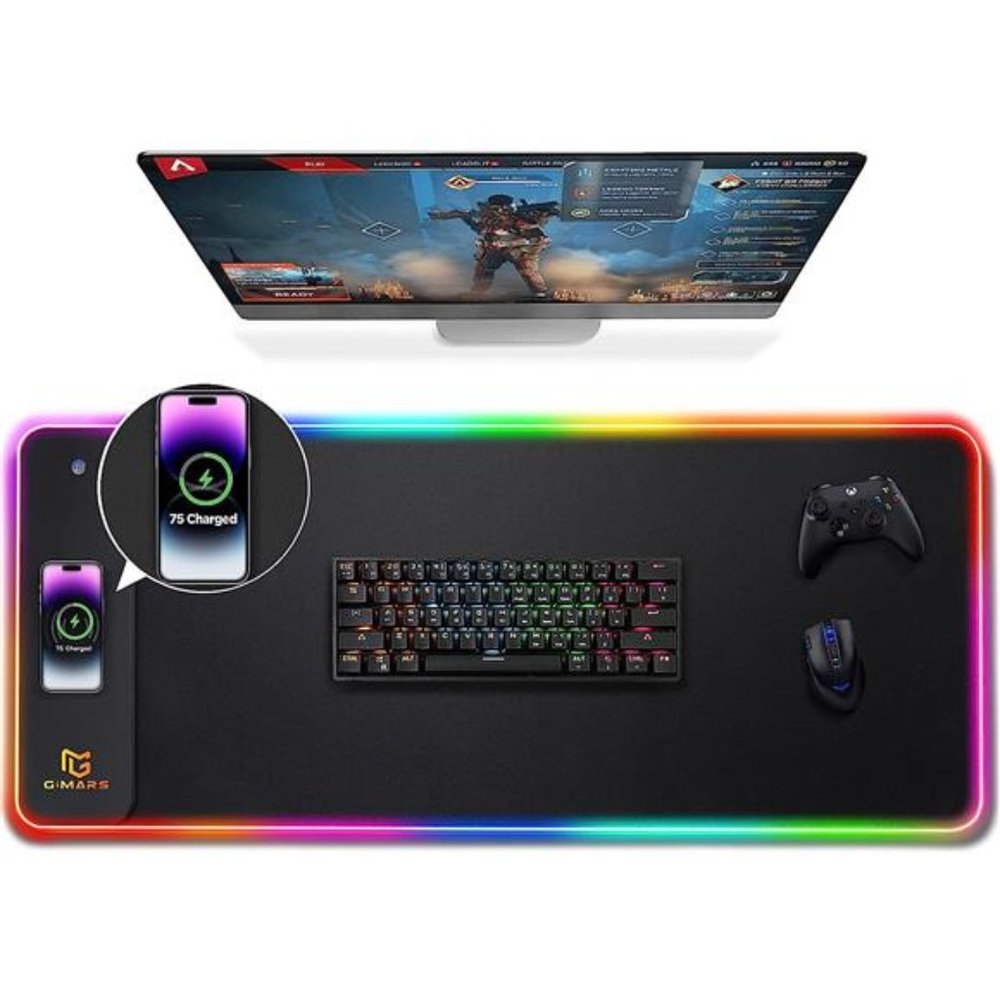 RGB Mouse Pad with Wireless Charging, Extened Large Gaming Mouse Pad with 10W